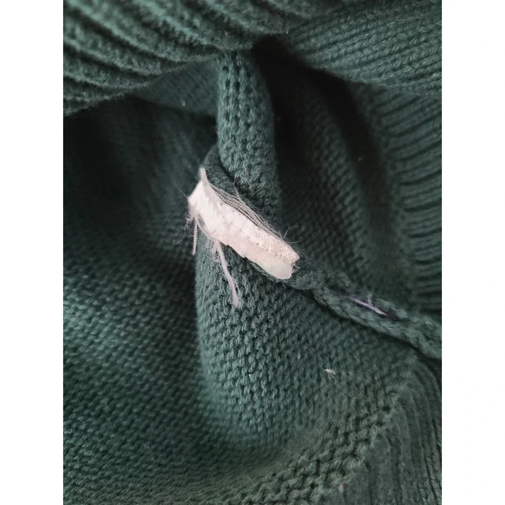 GAP Womens Forest Green Ribbed Crew Neck Side Slit Pullover Sweater Large